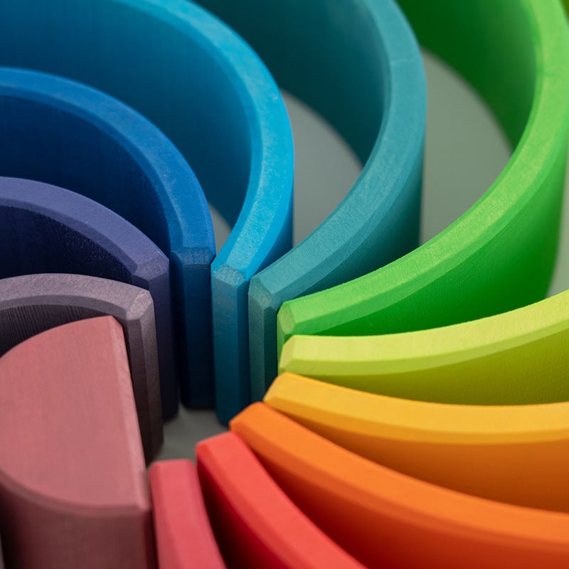 Dip Dyeing Large Rainbow Building Blocks Stacked High Color Cognitive Kindergarten Puzzle Early Education Building Blocks Factory - Image 4